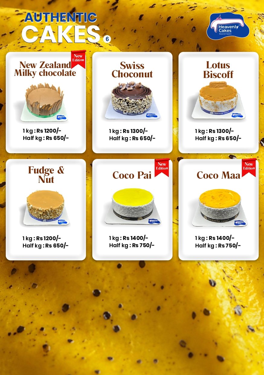 Heavenly Cakes menu card 12